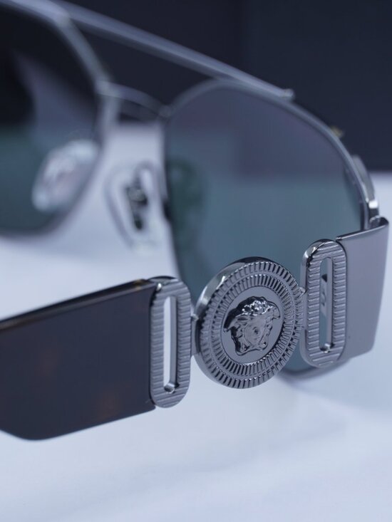Versace VE2287 100171 Rectangle Sunglasses – Gunmetal / Grey main image 10